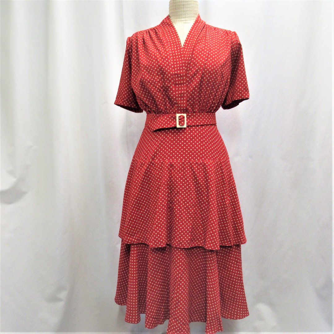 Red bottomed, 30s style Josephine dress, 48 (XL-XXL)