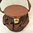 Ruskea, pieni, 40-luvun ripsikangaslaukku