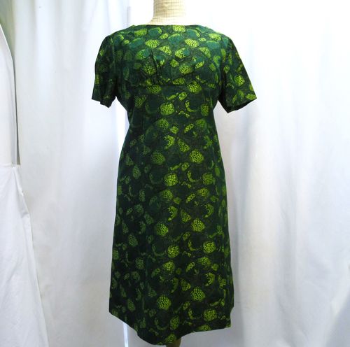 Vihreä, 60-luvun jaquard-mekko, M-L