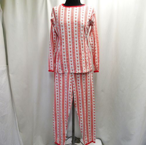 Puna-valkoinen Elega-pyjama, 60-70-luku, 44/n.L (-XL)