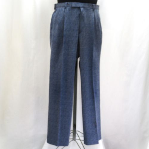 Sinisävyiset 70-80-luvun J&J Jeans-raitahousut, M-L (vy 92cm)