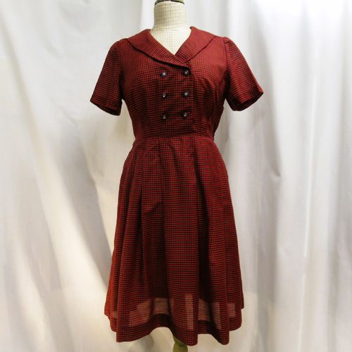 Puna-musta 50-luvun Korell mekko, M/L