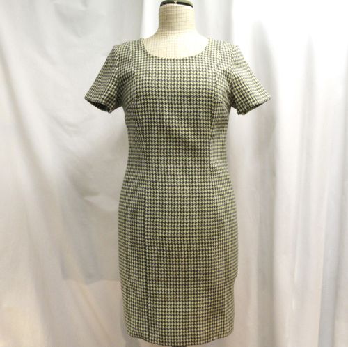 Pale yellow-grey pencil dress from 60s, approx M